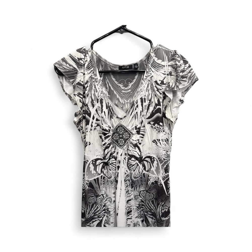 Apt. 9 Black and White Tropical Midi Dress - Picture 2 of 4
